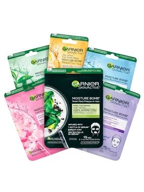 GARNIER SKINACTIVE MOISTURE BOMB MASK SET 6PCS - BRAND NEW
